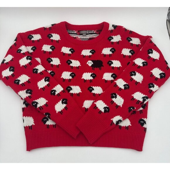 Cupcake Women's Black Sheep Sweater Red Cotton Blend Medium Colorful Whimsy - Picture 1 of 9